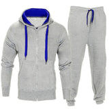 Men Stretchy Trousers Hooded Coat Jacket Pants Jogging Sports Tracksuit Set